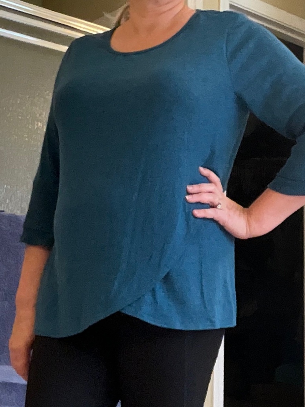 I N STUDIO TEAL KNIT TOP/SWEATER, Size XL